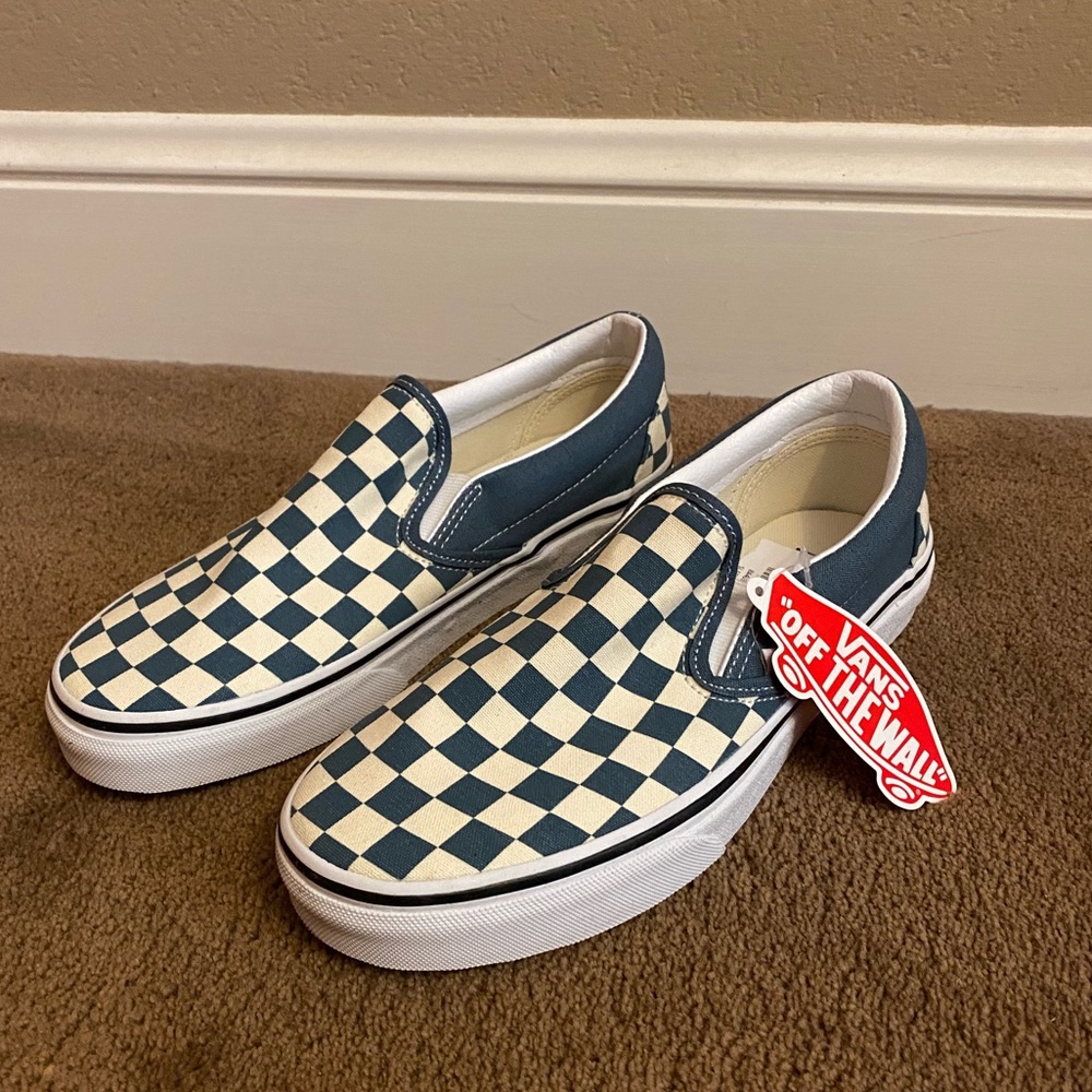 NWT Light blue checkered vans